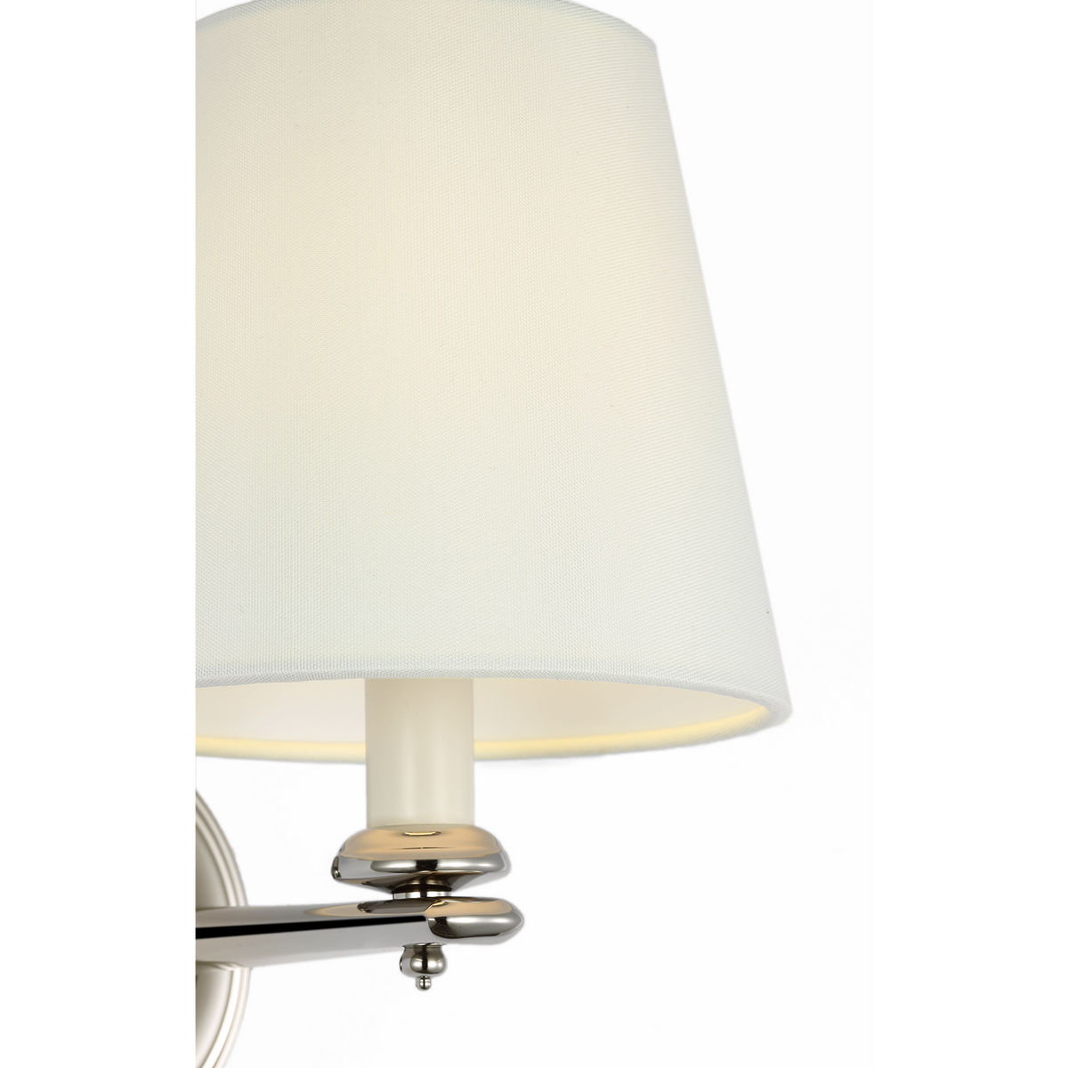 Marie Flanigan Tess 9" Single Sconce in Polished Nickel with Silk Shade W6" x H9.25" x E9"