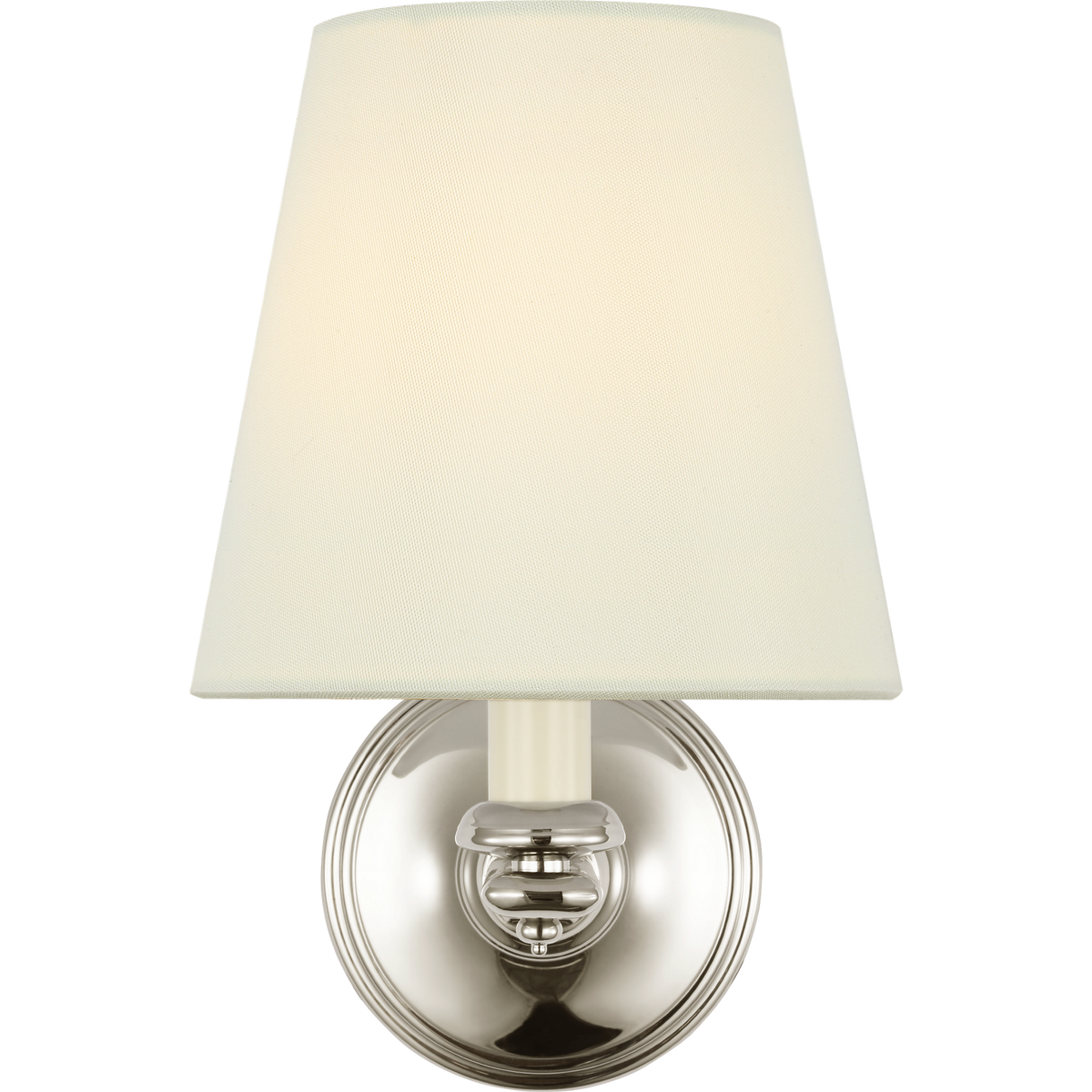 Marie Flanigan Tess 9" Single Sconce in Polished Nickel with Silk Shade W6" x H9.25" x E9"