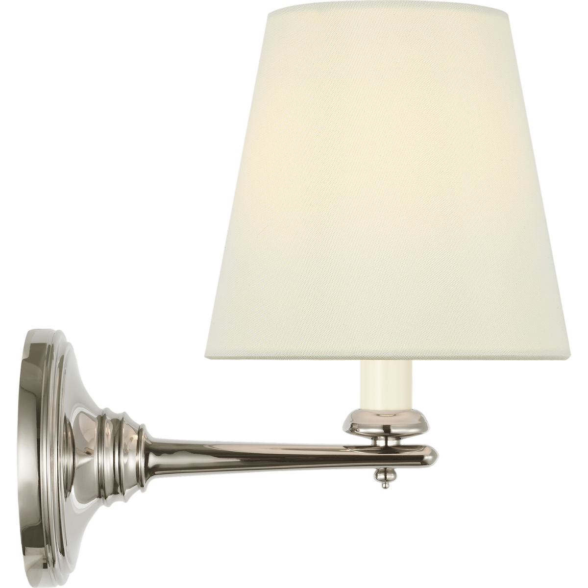 Marie Flanigan Tess 9" Single Sconce in Polished Nickel with Silk Shade W6" x H9.25" x E9"