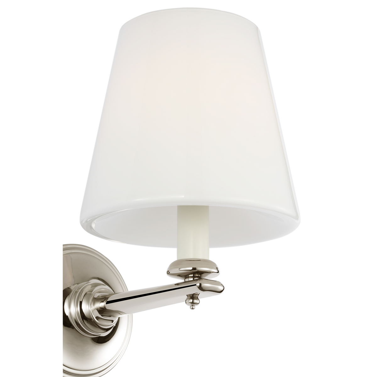 Marie Flanigan Tess 9" Single Sconce in Polished Nickel with White Glass Shade W6" x H9.25" x E9"