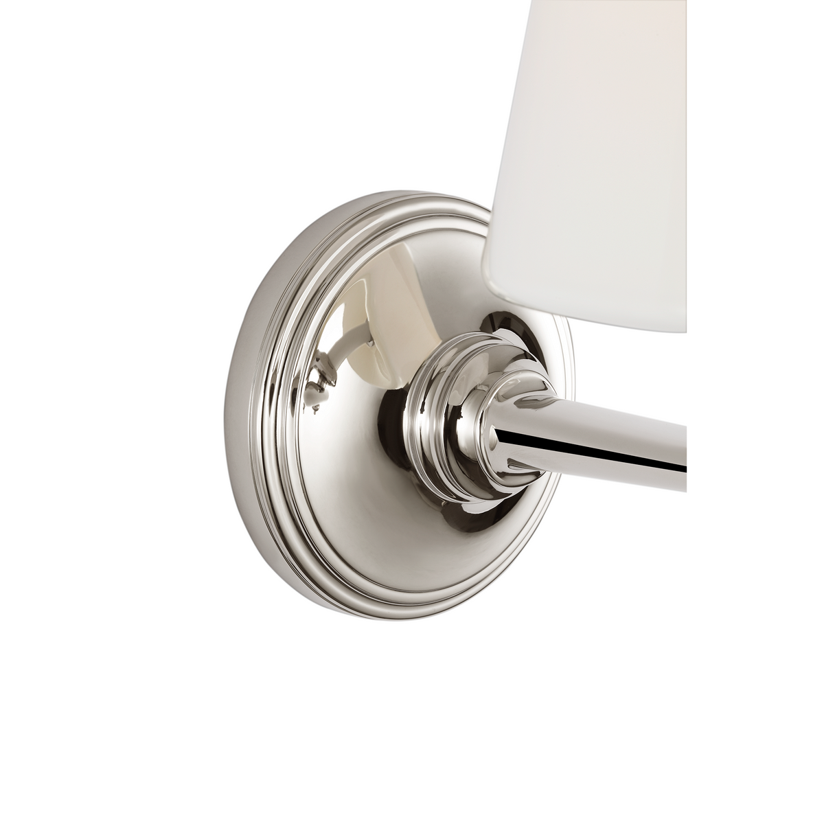 Marie Flanigan Tess 9" Single Sconce in Polished Nickel with White Glass Shade W6" x H9.25" x E9"