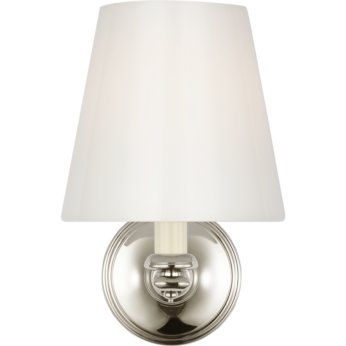 Marie Flanigan Tess 9" Single Sconce in Polished Nickel with White Glass Shade W6" x H9.25" x E9"