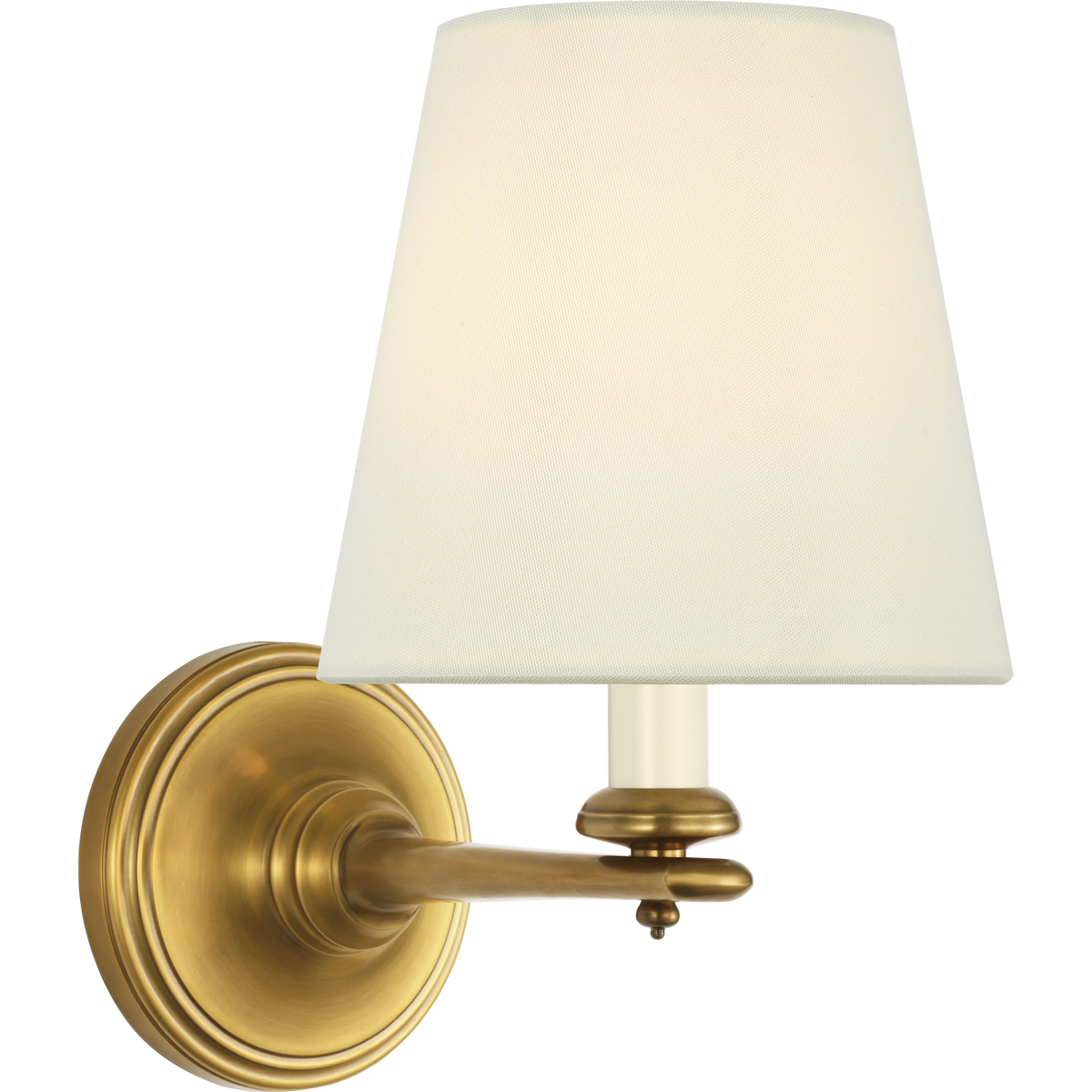 Marie Flanigan Tess 9" Single Sconce in Soft Brass with Silk Shade W6" x H9.25" x E9"