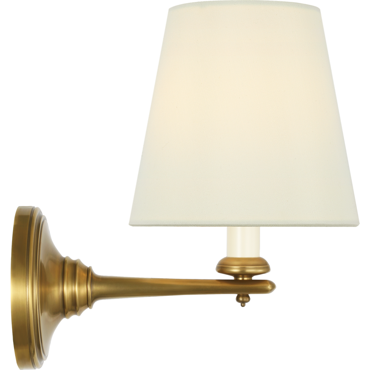 Marie Flanigan Tess 9" Single Sconce in Soft Brass with Silk Shade W6" x H9.25" x E9"