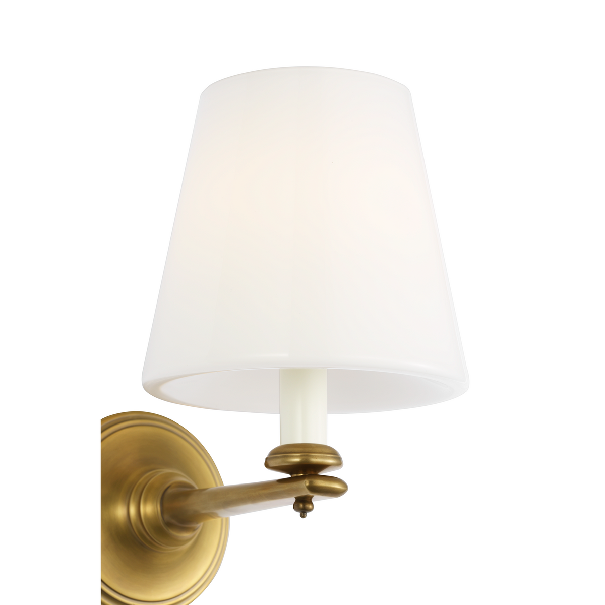 Marie Flanigan Tess 9" Single Sconce in Soft Brass with White Glass Shade W6" x H9.25" x E9"