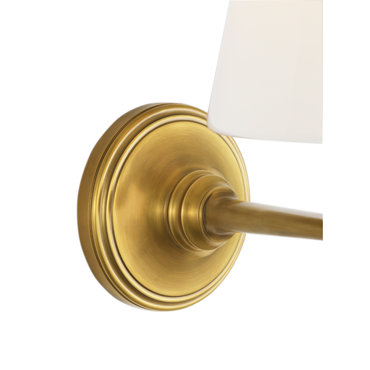 Marie Flanigan Tess 9" Single Sconce in Soft Brass with White Glass Shade W6" x H9.25" x E9"