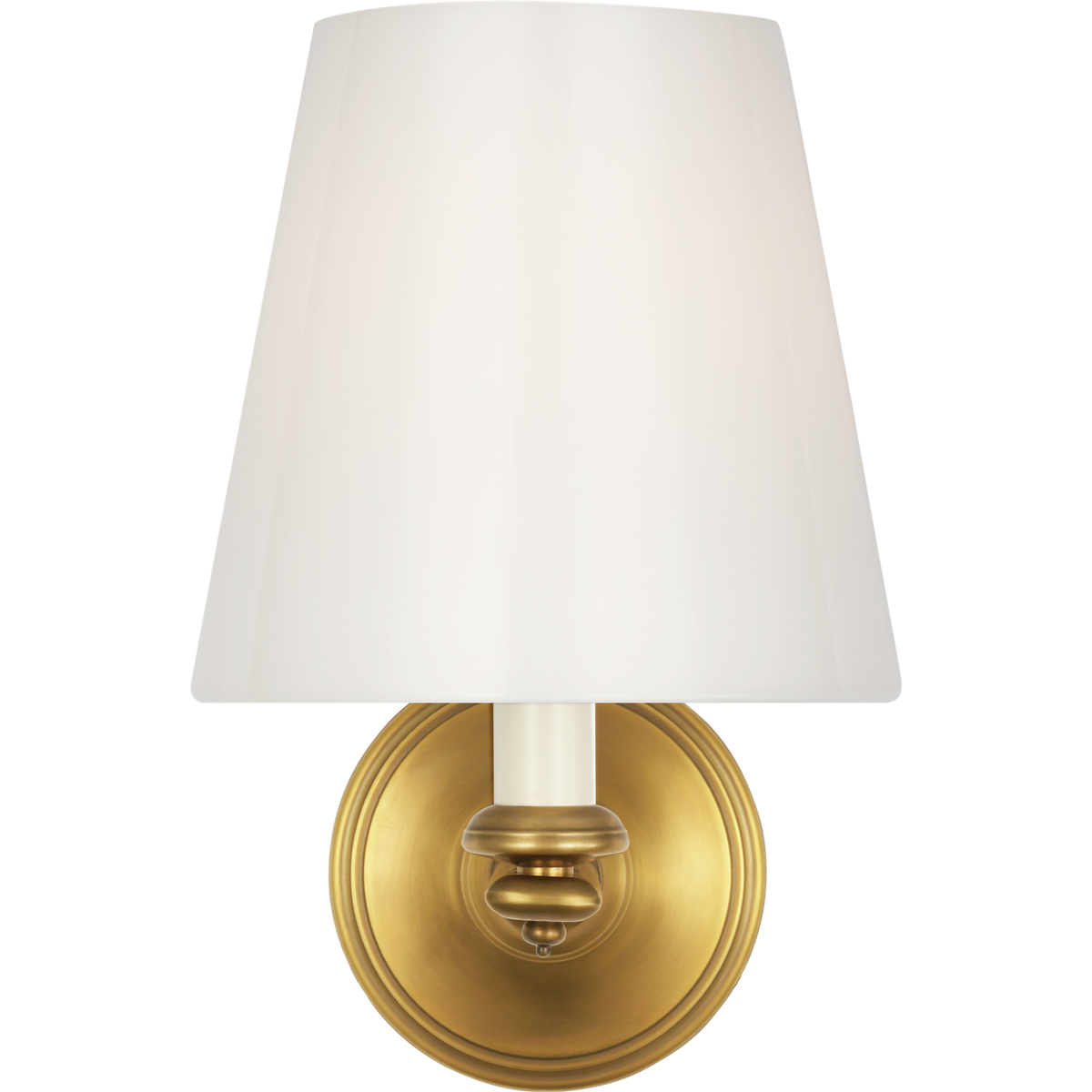 Marie Flanigan Tess 9" Single Sconce in Soft Brass with White Glass Shade W6" x H9.25" x E9"