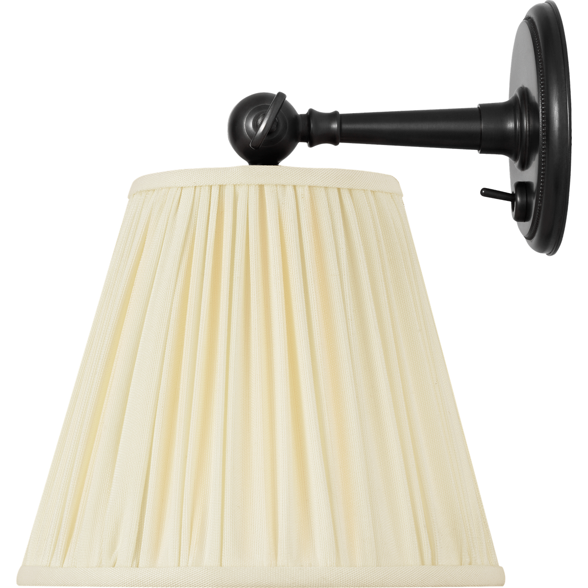 Marie Flanigan Hollander 7" Pivoting Sconce in Bronze with Silk Pleated Shade W5.75" x H7" x E6.25"