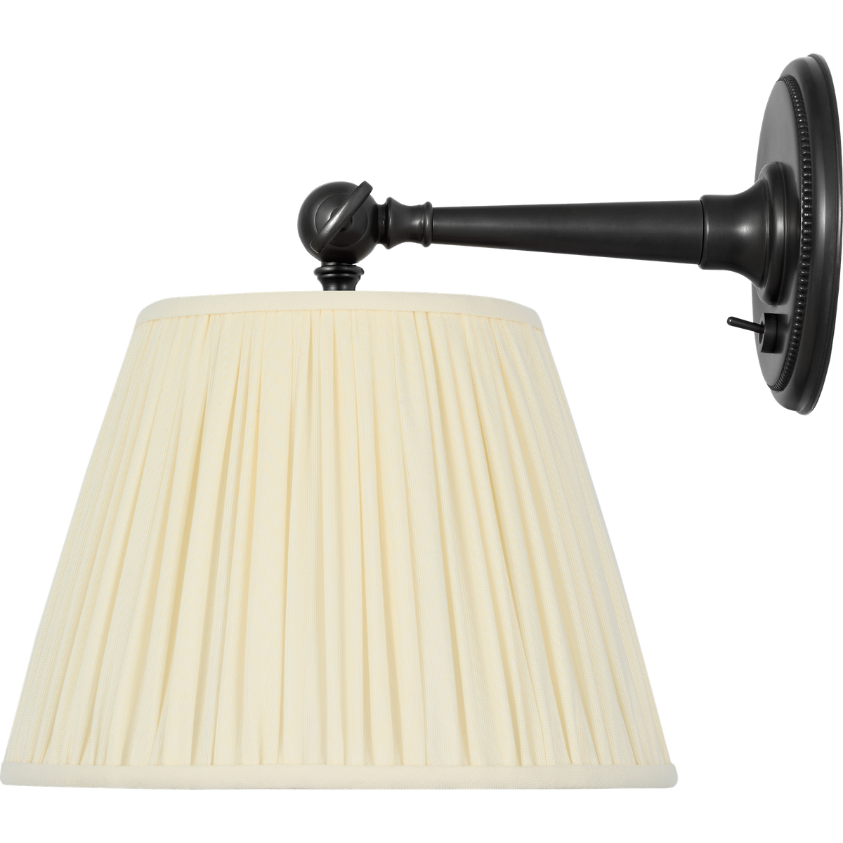 Marie Flanigan Hollander 9" Pivoting Sconce in Bronze with Silk Pleated Shade W7.5" x H8.5" x E9.25"
