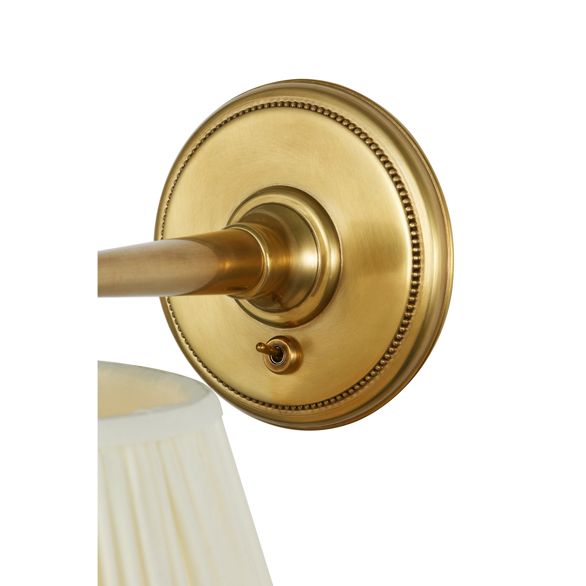 Marie Flanigan Hollander 9" Pivoting Sconce in Soft Brass with Silk Pleated Shade W7.5" x H8.5" x E9.25"