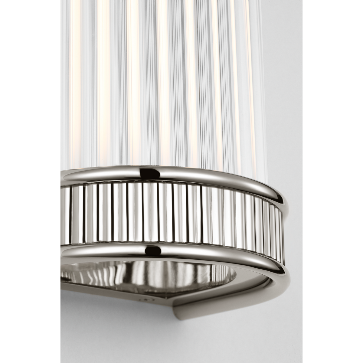 Marie Flanigan Menil 12" Linear Bath Sconce in Polished Nickel with Crystal Rods W4.25" x H12" x E3.5"