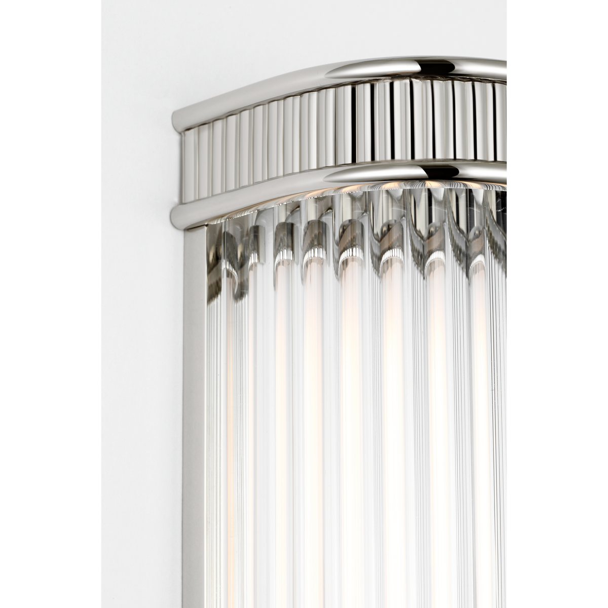 Marie Flanigan Menil 12" Linear Bath Sconce in Polished Nickel with Crystal Rods W4.25" x H12" x E3.5"
