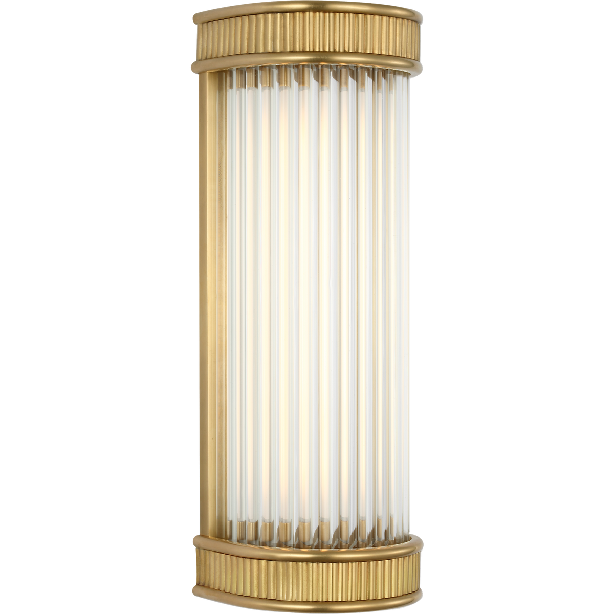 Marie Flanigan Menil 12" Linear Bath Sconce in Soft Brass with Crystal Rods W4.25" x H12" x E3.5"