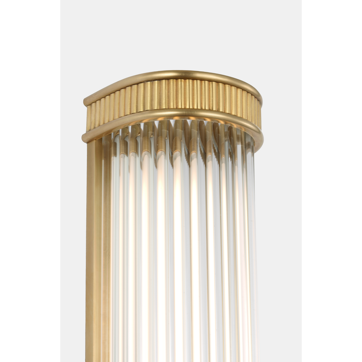 Marie Flanigan Menil 12" Linear Bath Sconce in Soft Brass with Crystal Rods W4.25" x H12" x E3.5"