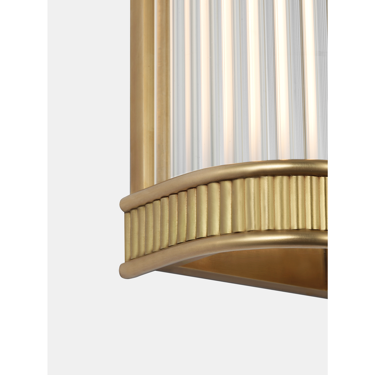 Marie Flanigan Menil 12" Linear Bath Sconce in Soft Brass with Crystal Rods W4.25" x H12" x E3.5"