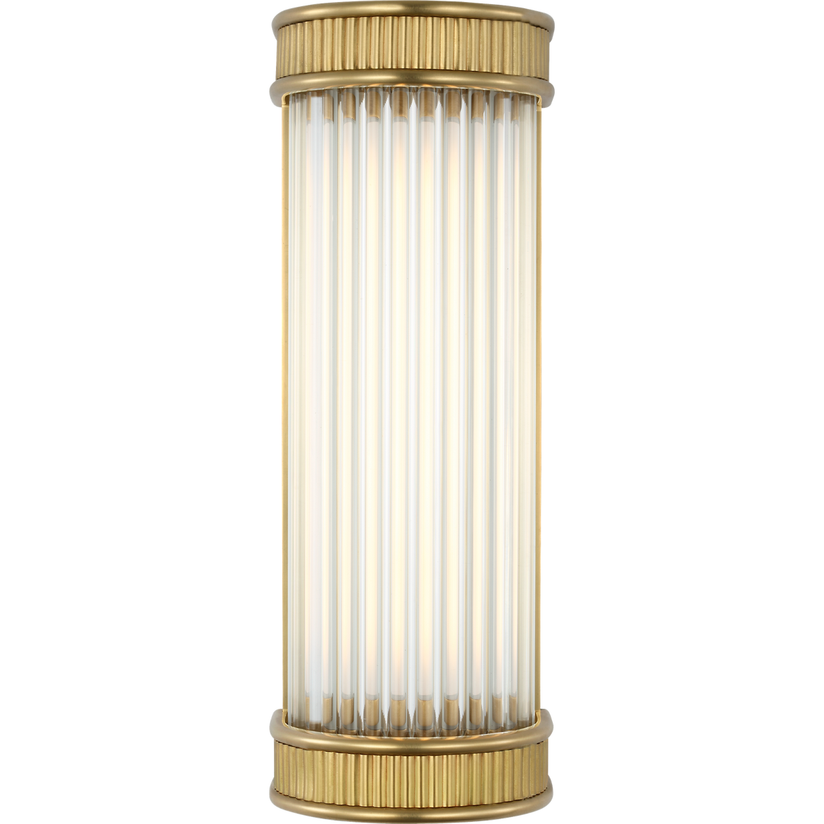 Marie Flanigan Menil 12" Linear Bath Sconce in Soft Brass with Crystal Rods W4.25" x H12" x E3.5"