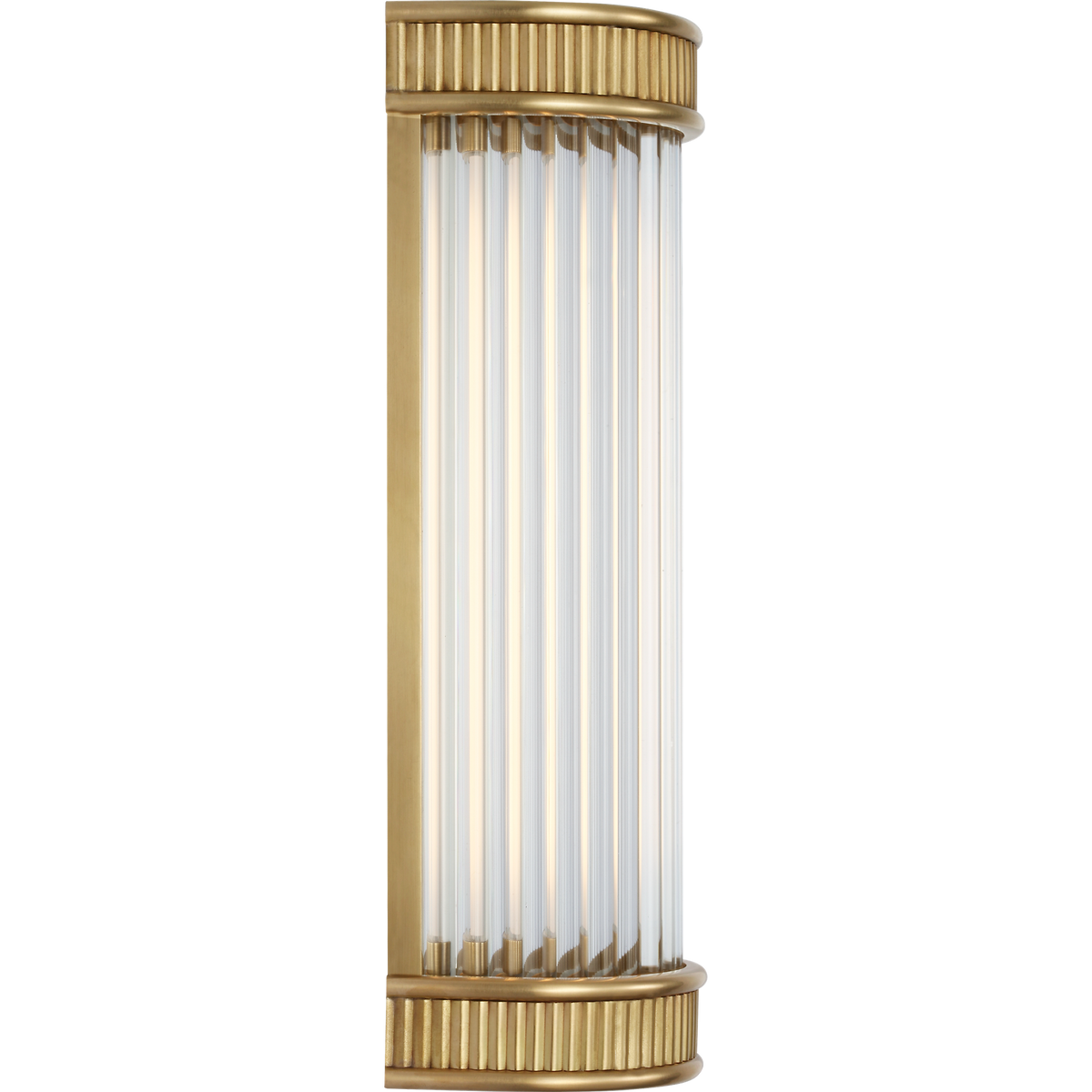 Marie Flanigan Menil 12" Linear Bath Sconce in Soft Brass with Crystal Rods W4.25" x H12" x E3.5"