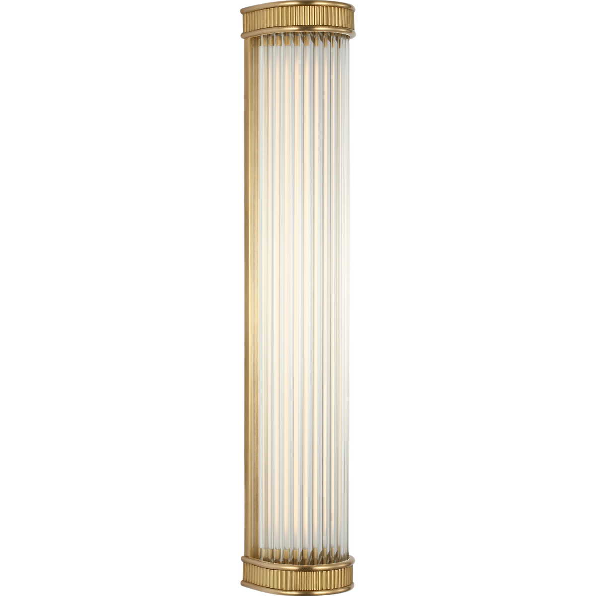 Marie Flanigan Menil 24" Linear Bath Sconce in Soft Brass with Crystal Rods W4.25" x H24" x E3.5"