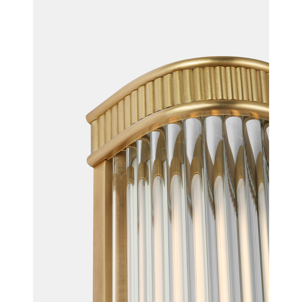 Marie Flanigan Menil 24" Linear Bath Sconce in Soft Brass with Crystal Rods W4.25" x H24" x E3.5"