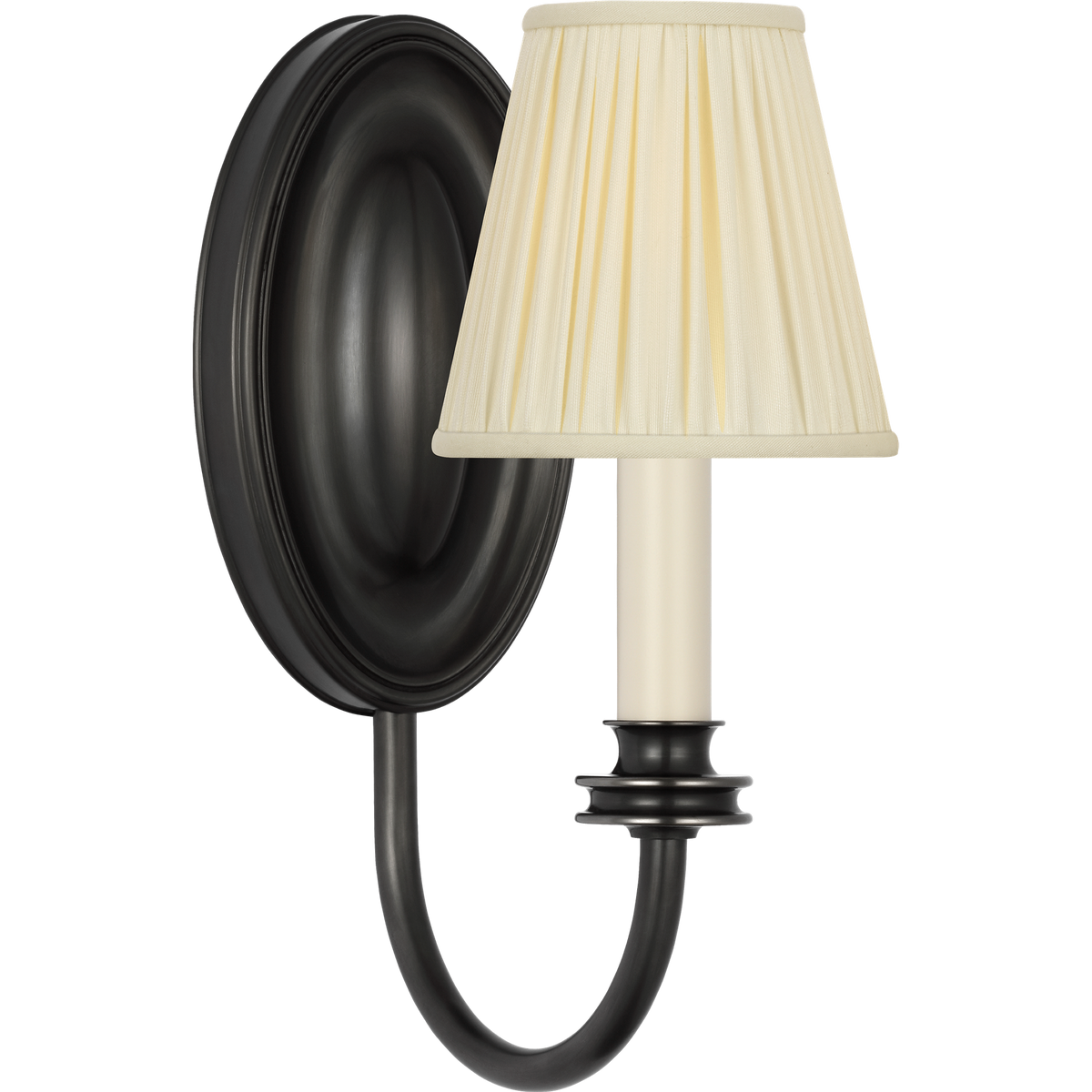 Marie Flanigan Astoria 12" Single Sconce in Bronze with Silk Pleated Shade W4.75" x H12" x E7.75"