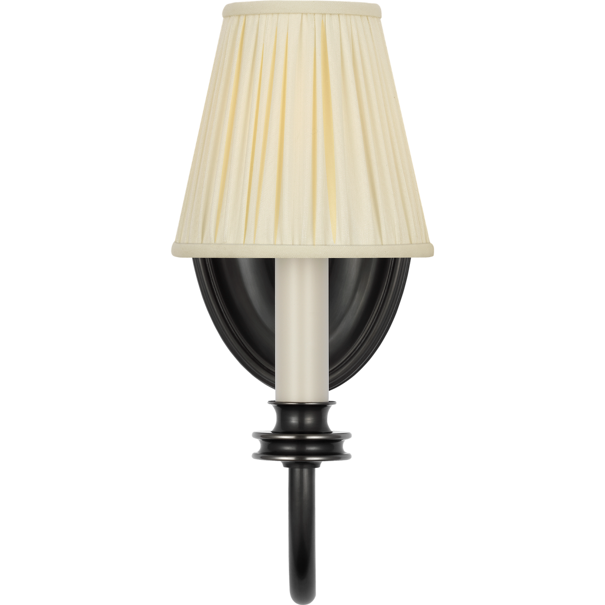 Marie Flanigan Astoria 12" Single Sconce in Bronze with Silk Pleated Shade W4.75" x H12" x E7.75"