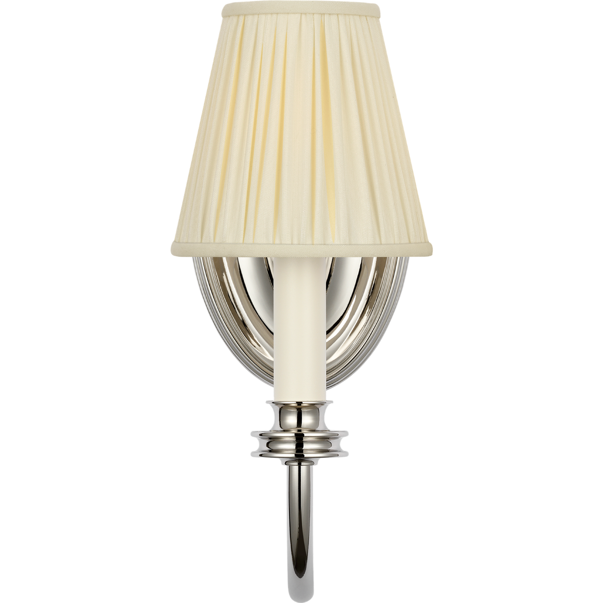 Marie Flanigan Astoria 12" Single Sconce in Polished Nickel with Silk Pleated Shade W4.75" x H12" x E7.75"
