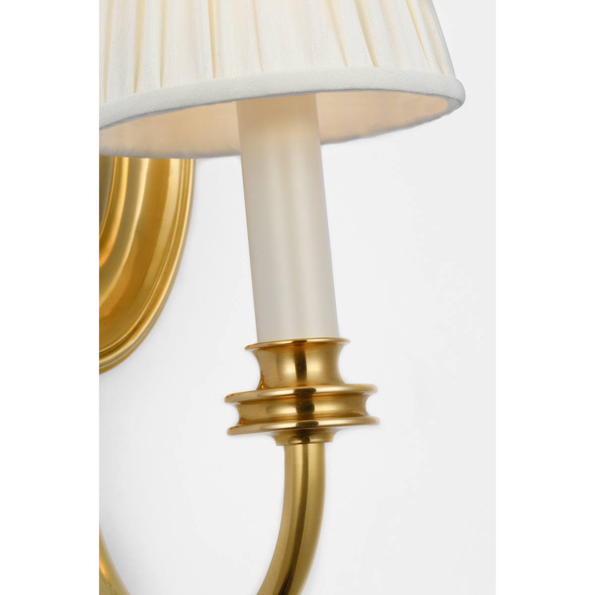 Marie Flanigan Astoria 12" Single Sconce in Soft Brass with Silk Pleated Shade W4.75" x H12" x E7.75"