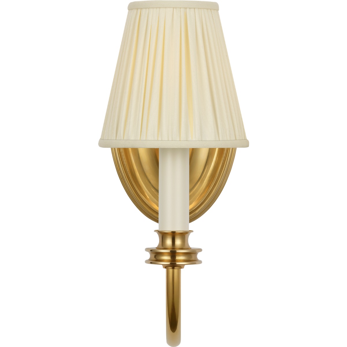 Marie Flanigan Astoria 12" Single Sconce in Soft Brass with Silk Pleated Shade W4.75" x H12" x E7.75"
