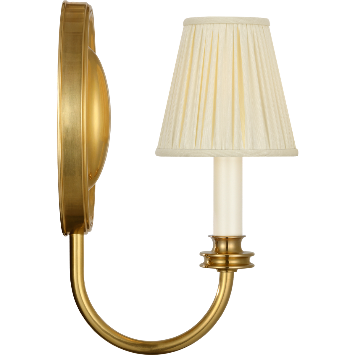 Marie Flanigan Astoria 12" Single Sconce in Soft Brass with Silk Pleated Shade W4.75" x H12" x E7.75"