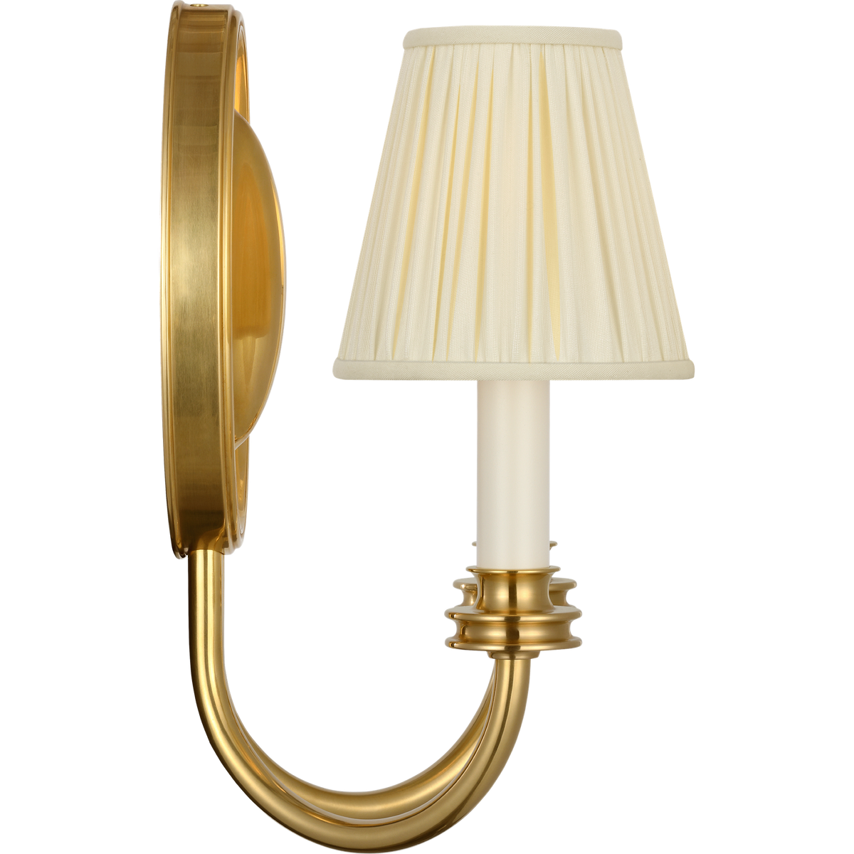Marie Flanigan Astoria 12" Double Sconce in Soft Brass with Silk Pleated Shades W10.25" x H12" x E7"