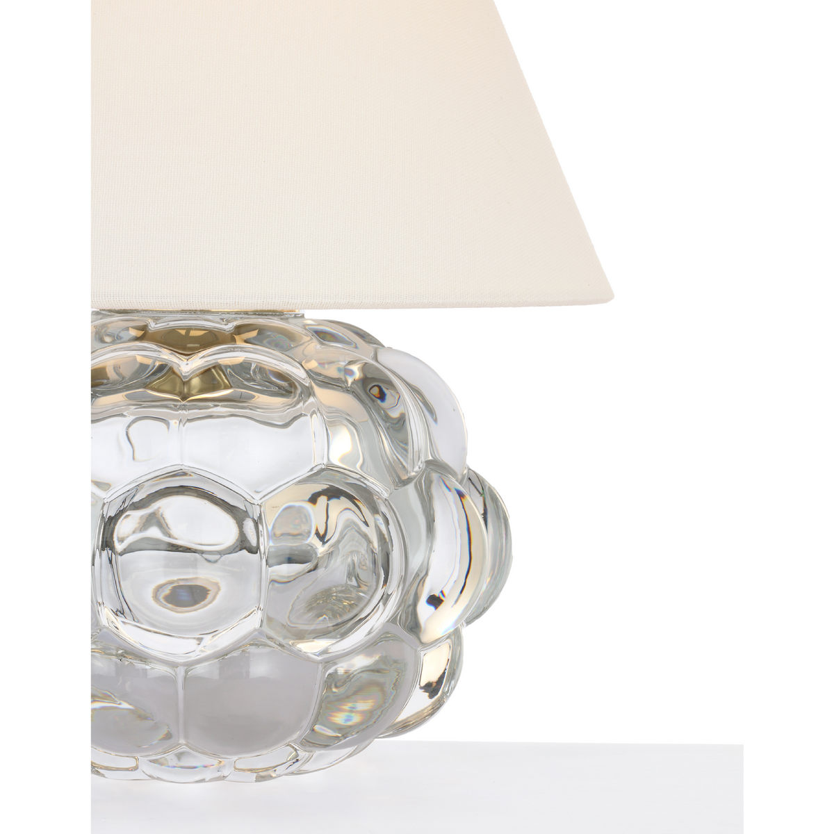 Marie Flanigan Elsa 12" Cordless Accent Lamp in Clear Glass with Linen Shade W10.5" x H11.75"