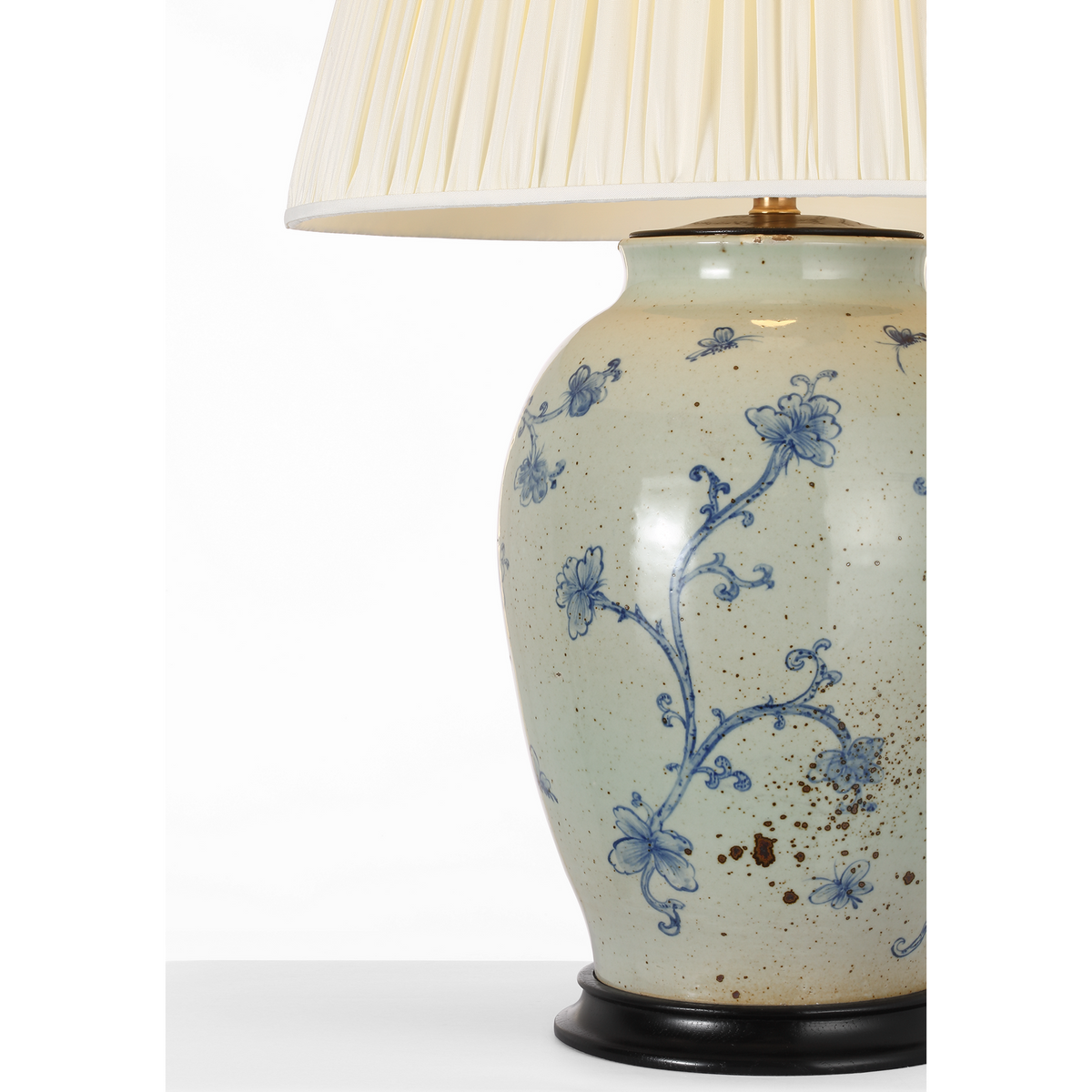 Marie Flanigan Emory 30" Table Lamp in Antique Blue and White with Silk Pleated Shade W19.5" x H29.75"
