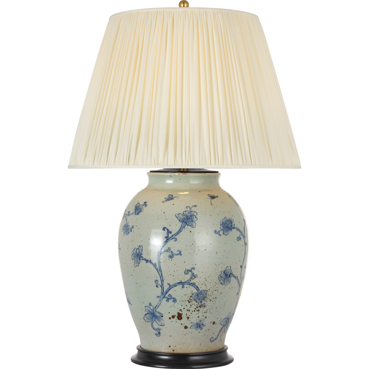 Marie Flanigan Emory 30" Table Lamp in Antique Blue and White with Silk Pleated Shade W19.5" x H29.75"