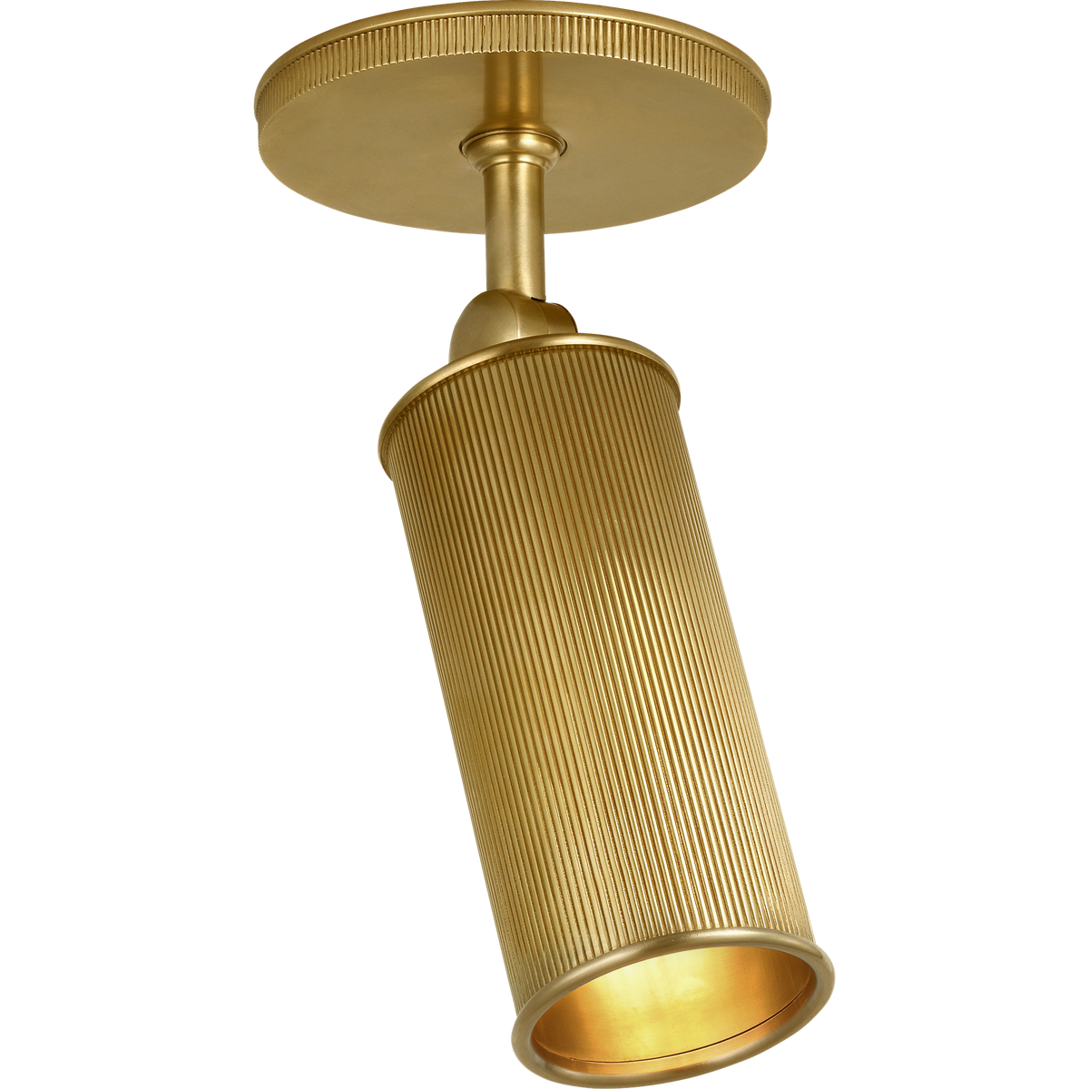 Marie Flanigan Tate 8" Pivoting Monopoint Flush Mount in Soft Brass W2.5" x H8.25"