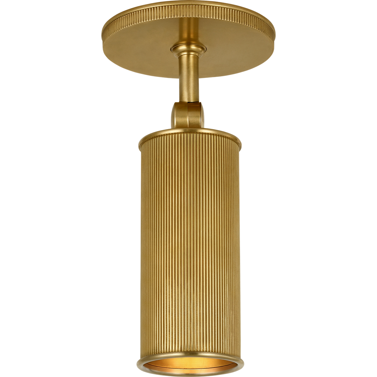 Marie Flanigan Tate 8" Pivoting Monopoint Flush Mount in Soft Brass W2.5" x H8.25"