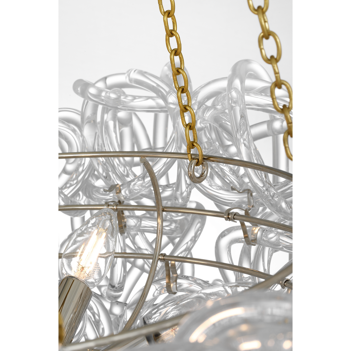 Marie Flanigan Aurelie 30" Chandelier in Soft Brass and Clear Acrylic W29.25"