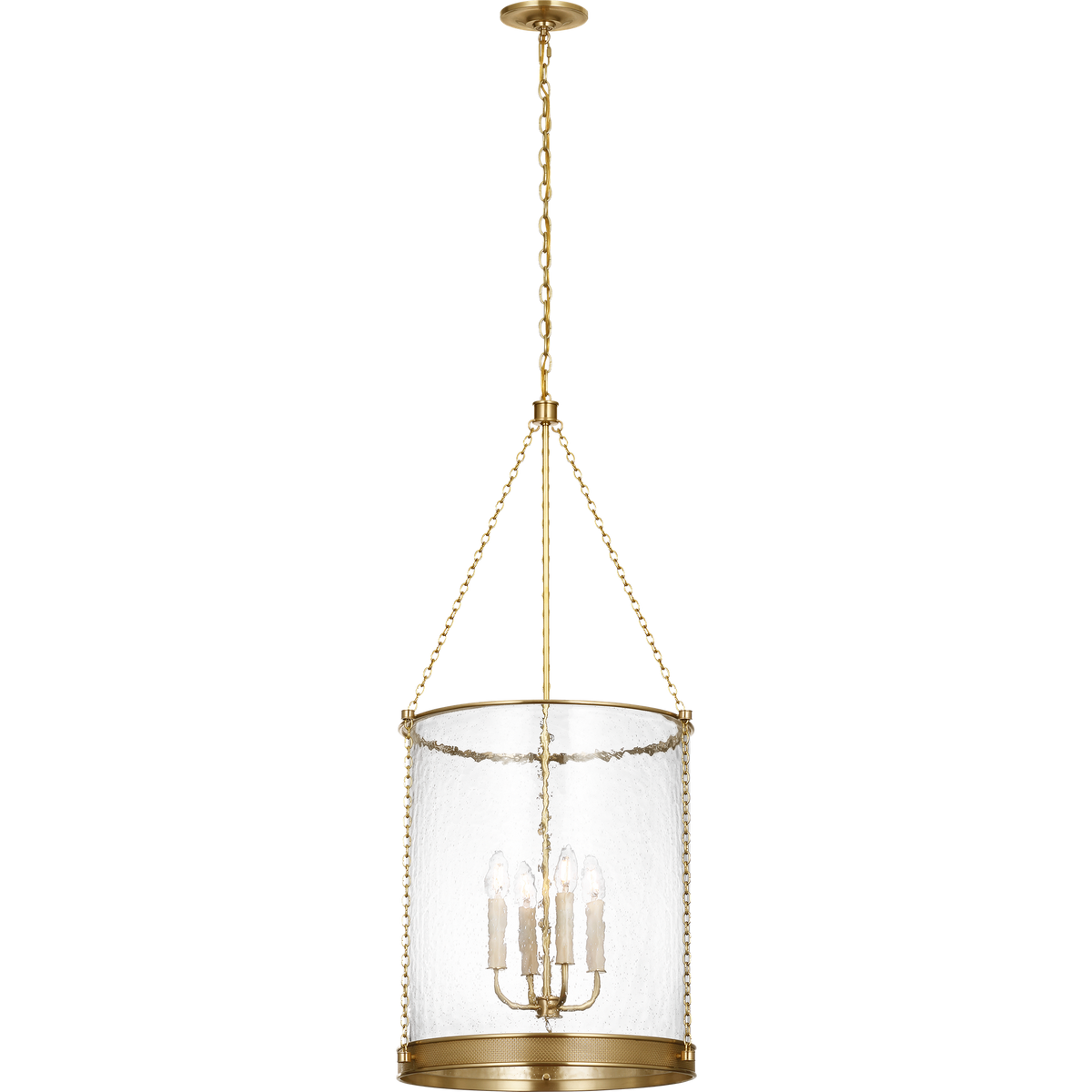 Marie Flanigan Reese 17" Lantern in Soft Brass with Clear Restoration Glass W17" x H39.5"