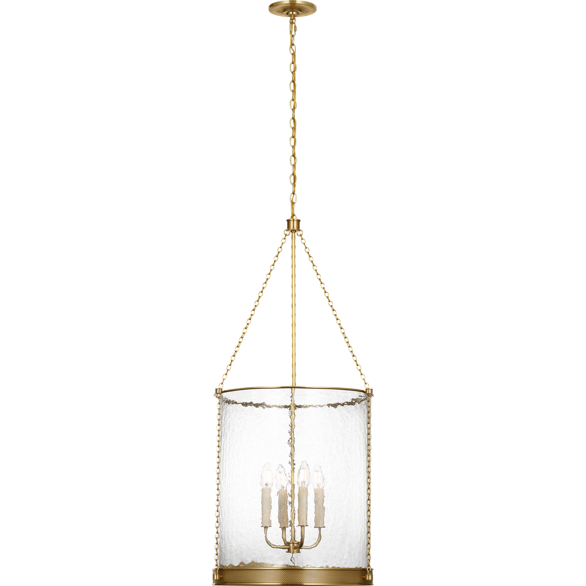 Marie Flanigan Reese 17" Lantern in Soft Brass with Clear Restoration Glass W17" x H39.5"