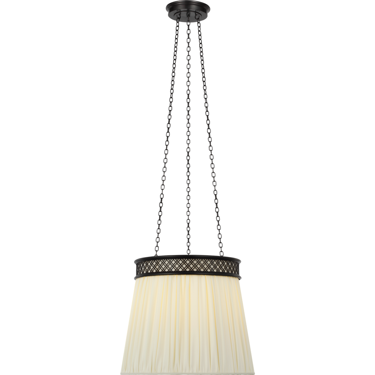 Marie Flanigan Merritt 16" Crowned Hanging Shade in Bronze with Silk Pleated Shade W16"