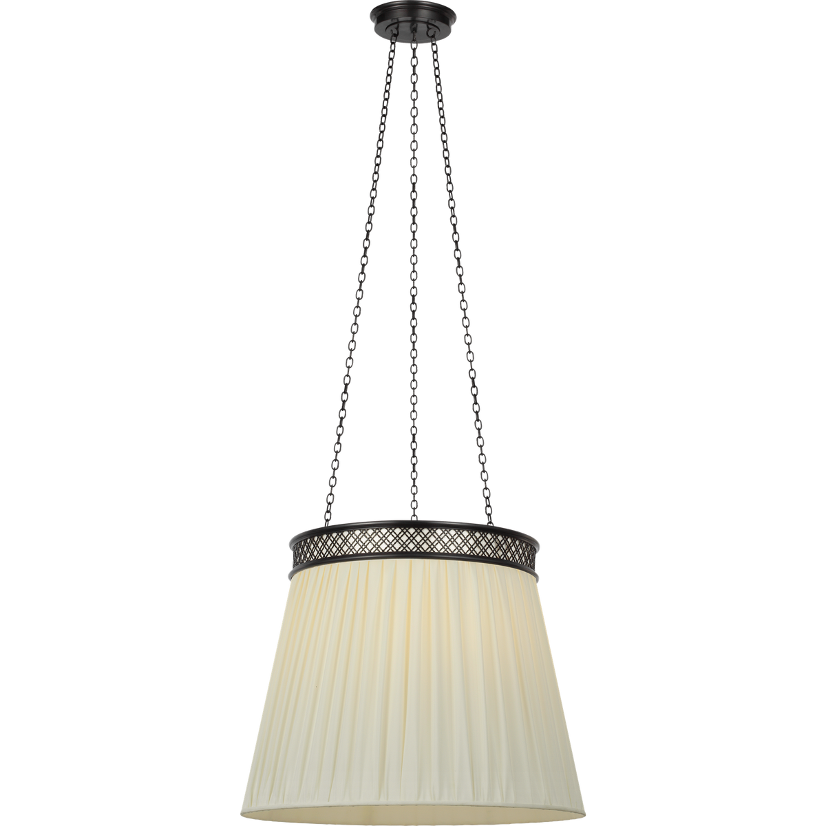 Marie Flanigan Merritt 21" Crowned Hanging Shade in Bronze with Silk Pleated Shade W21"