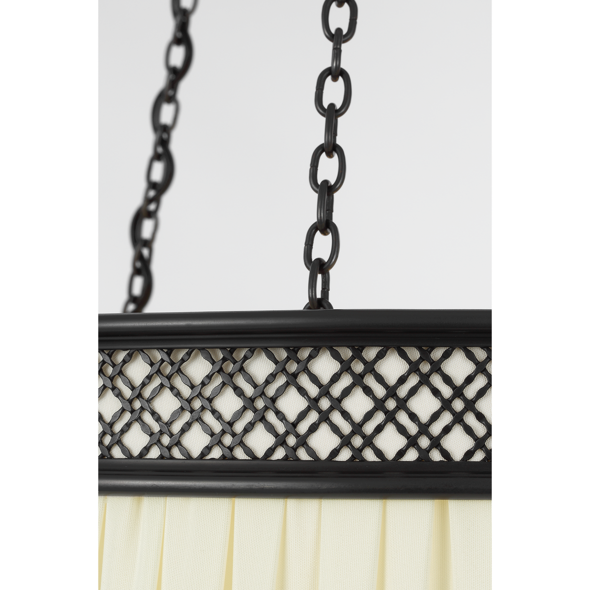 Marie Flanigan Merritt 30" Crowned Hanging Shade in Bronze with Silk Pleated Shade W30"