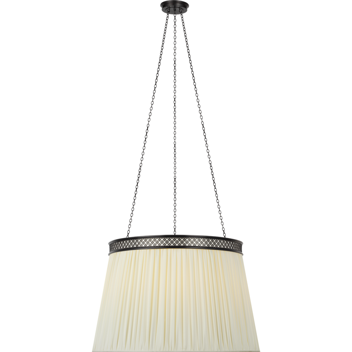 Marie Flanigan Merritt 30" Crowned Hanging Shade in Bronze with Silk Pleated Shade W30"