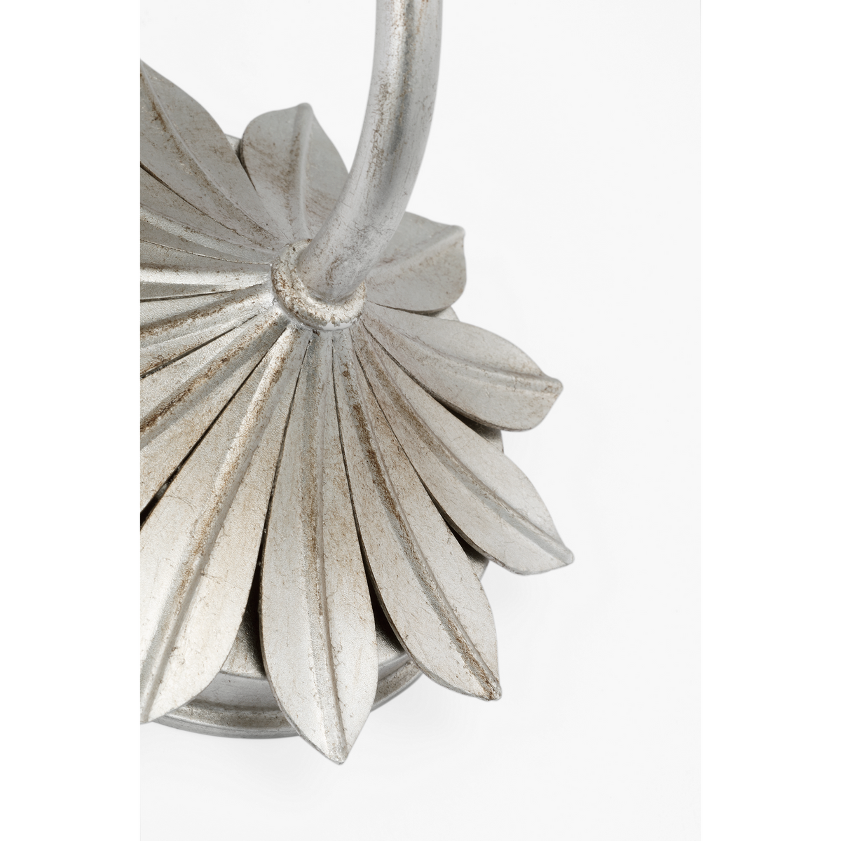 Suzanne Kasler Leslie 17" Single Sconce in Burnished Silver Leaf with Linen Shade W4.75" x H16.5" x E6.25"