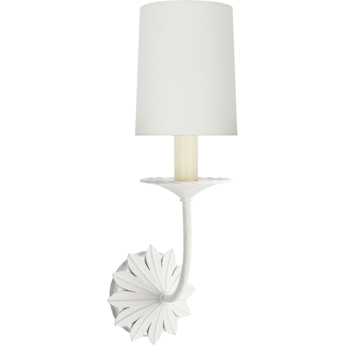 Suzanne Kasler Leslie 17" Single Sconce in Plaster White with Linen Shade W4.75" x H16.5" x E6.25"