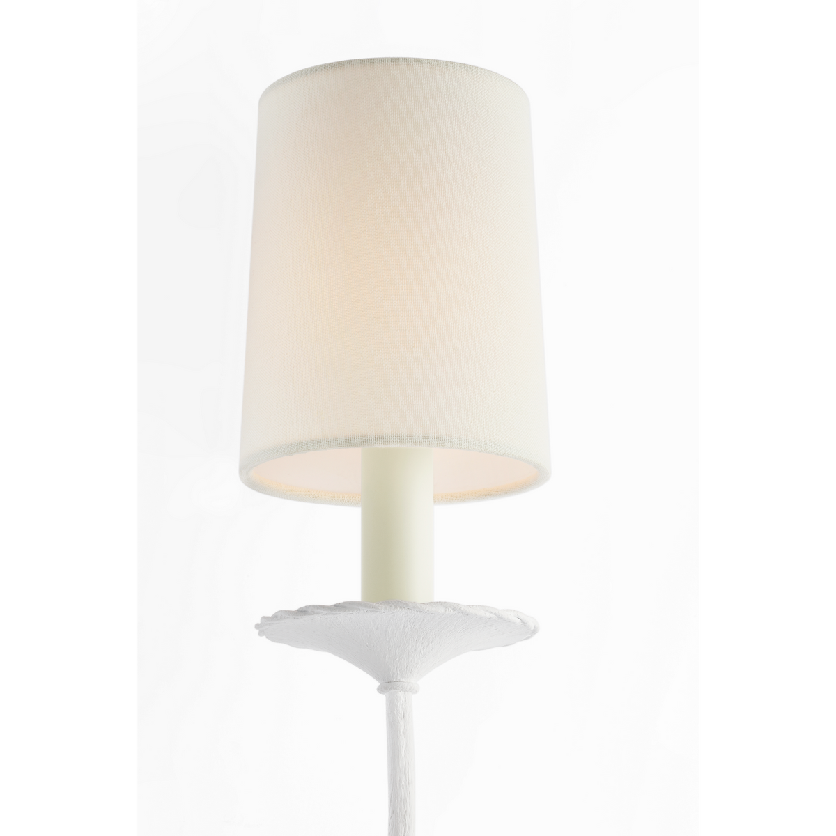 Suzanne Kasler Leslie 17" Single Sconce in Plaster White with Linen Shade W4.75" x H16.5" x E6.25"