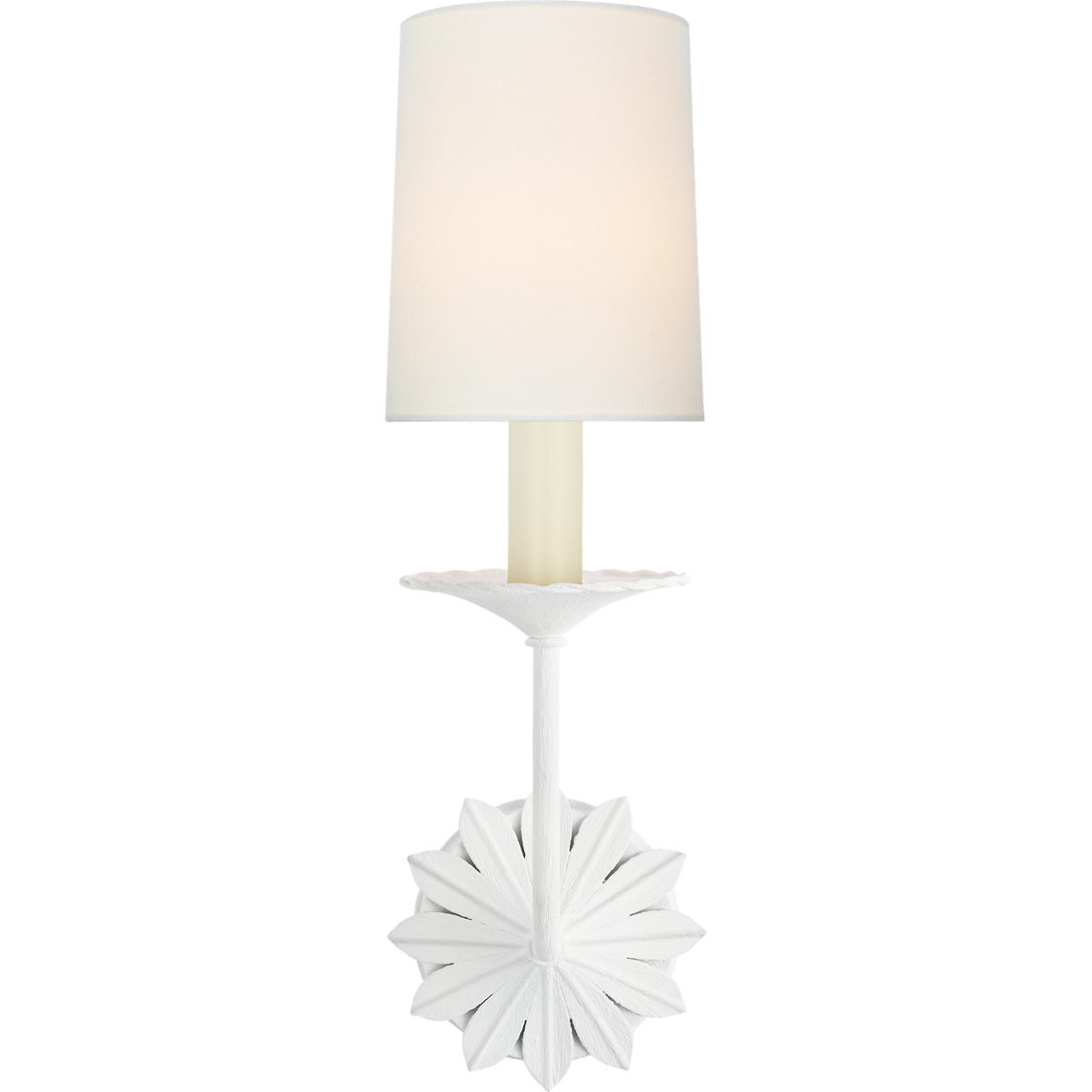 Suzanne Kasler Leslie 17" Single Sconce in Plaster White with Linen Shade W4.75" x H16.5" x E6.25"