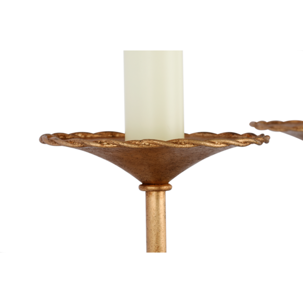 Suzanne Kasler Leslie 17" Double Sconce in Gilded Iron with Linen Shades W12.25" x H16.5" x E6.25"
