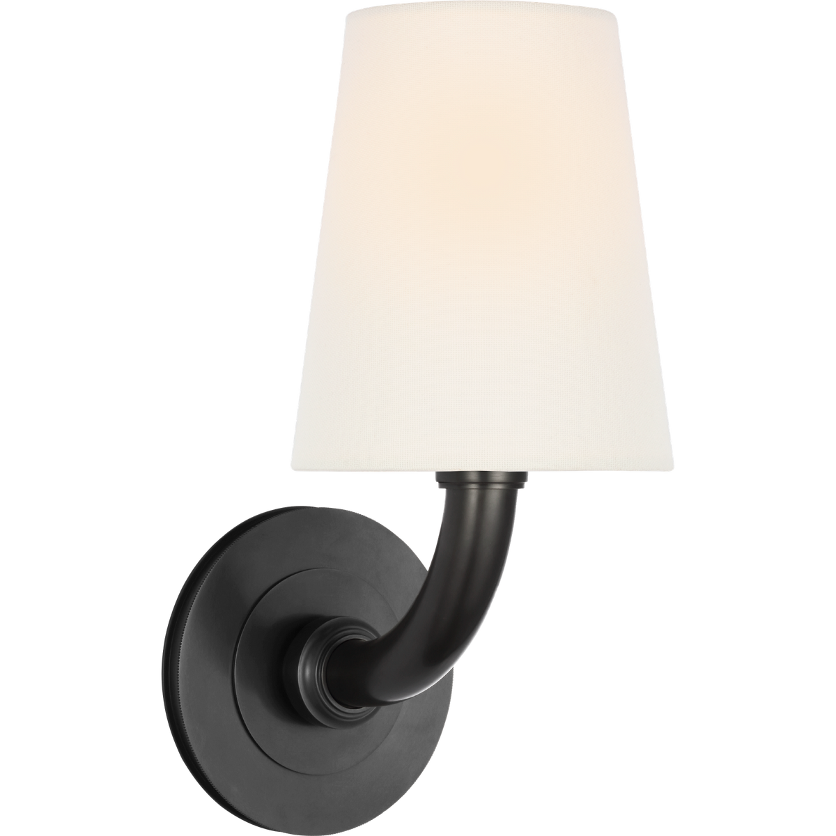 Thomas O'Brien Rally 12" Bath Sconce in Bronze with Linen Shade W5" x H11.75" x E6.5"
