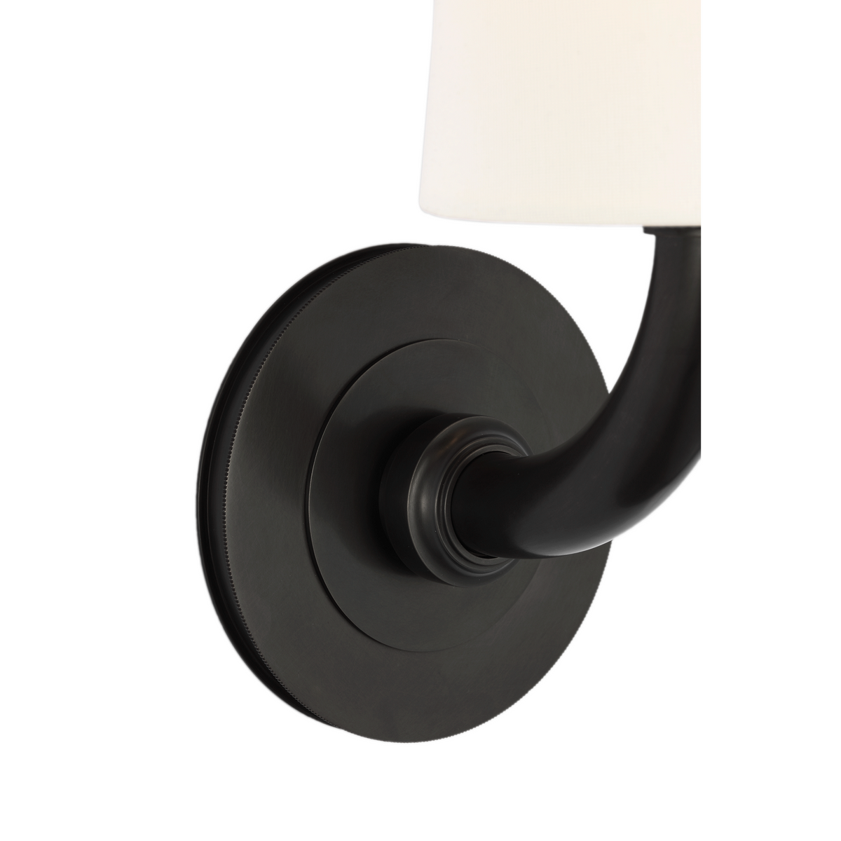 Thomas O'Brien Rally 12" Bath Sconce in Bronze with Linen Shade W5" x H11.75" x E6.5"