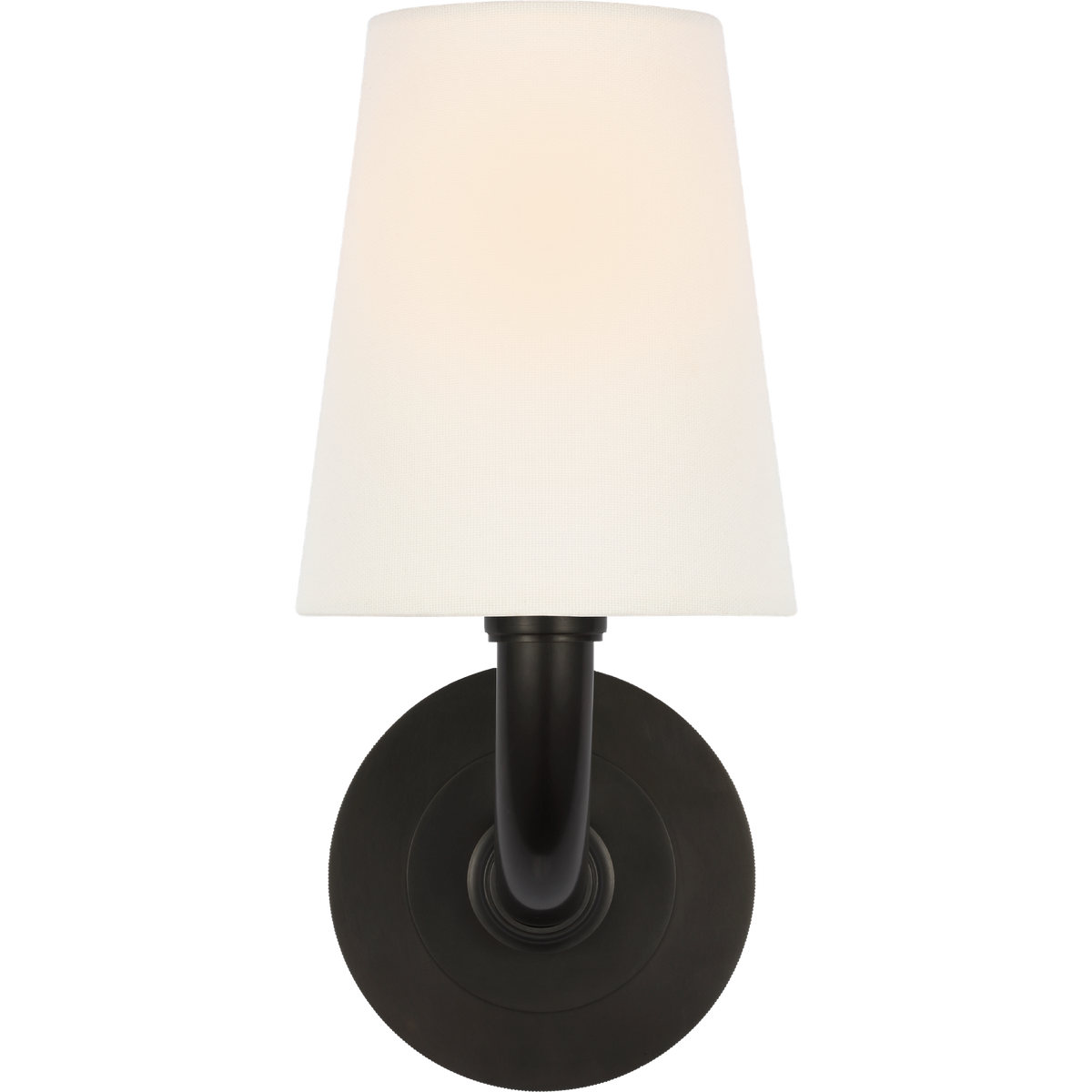 Thomas O'Brien Rally 12" Bath Sconce in Bronze with Linen Shade W5" x H11.75" x E6.5"